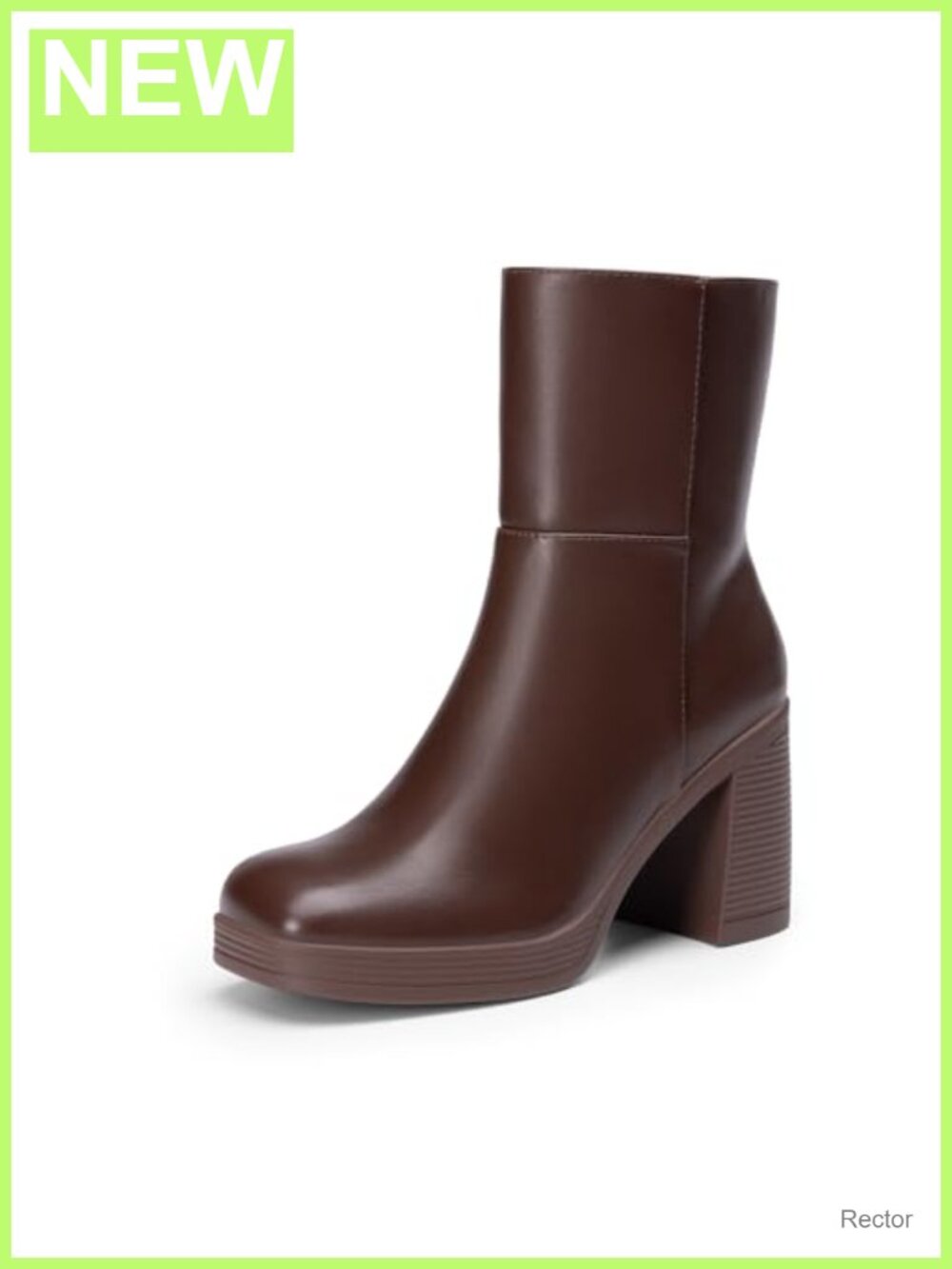 Square Toe Platform Ankle Booties Chunky Heel Gogo Boots Zip